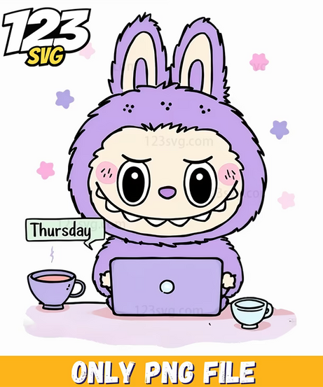 thursday labubu computer png, labubu computer, labubu png - 123SVG Store