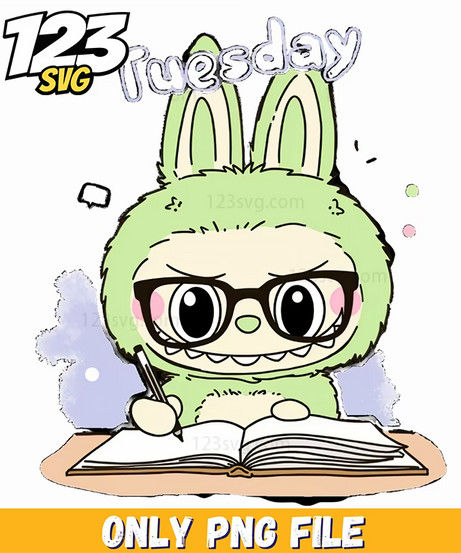 tuesday reading labubu png, labubu png, labubu png reading - 123SVG Store