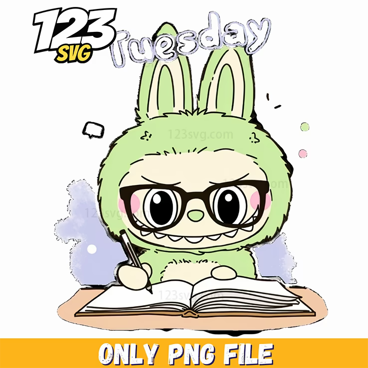 tuesday reading labubu png, labubu png, labubu png reading - 123SVG Store