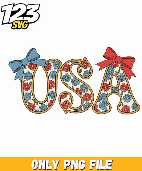 usa floral patchwork coquette bow png, coquette bow png, coquette pink bow jesus valentine - 123SVG Store