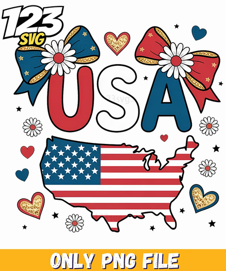 usa map silhouette coquette floral bows png, usa map coquette floral bows png, usa map floral bows png - 123SVG Store