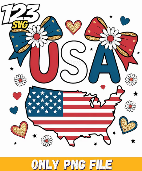 usa map silhouette coquette floral bows png, usa map coquette floral bows png, usa map floral bows png - 123SVG Store