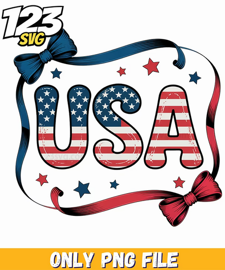 usa patriotic gingham satin ribbon bow png, usa patriotic ribbon bow png, usa patriotic ribbon png - 123SVG Store