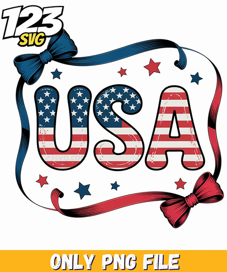 usa patriotic gingham satin ribbon bow png, usa patriotic ribbon bow png, usa patriotic ribbon png - 123SVG Store