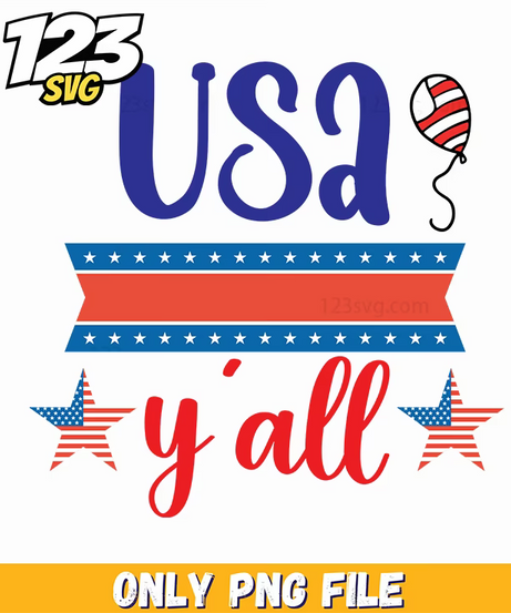 usa yall balloon ribbon stars png, usa patriotic balloon decorations, usa balloon decorations for party - 123SVG Store