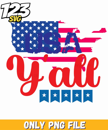 usa yall us map stars bunting png, stars usa map bunting, usa map stars and stripes bunting - 123SVG Store