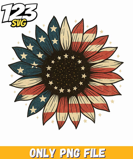 vintage patriotic sunflower png, vintage patriotic sunflower, patriotic sunflower png - 123SVG Store