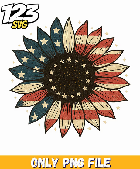 vintage patriotic sunflower png, vintage patriotic sunflower, patriotic sunflower png - 123SVG Store