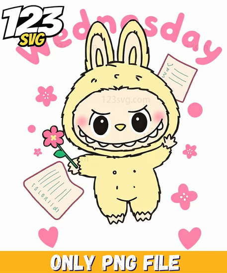 wednesday bunny labubu png, labubu png, labubu png wednesday - 123SVG Store