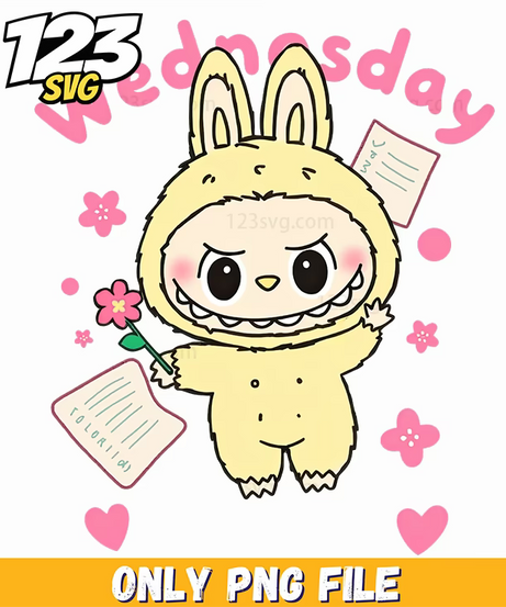 wednesday bunny labubu png, labubu png, labubu png wednesday - 123SVG Store