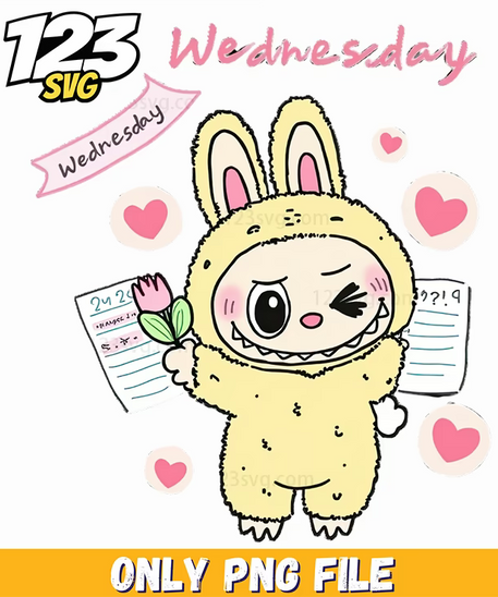 wednesday cute labubu png, labubu cute wednesday, labubu wednesday girl - 123SVG Store