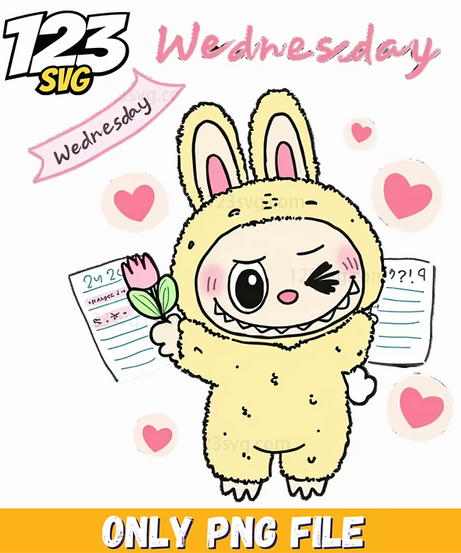 wednesday cute labubu png, labubu cute wednesday, labubu wednesday girl - 123SVG Store