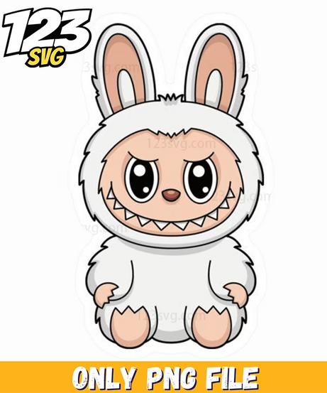 white bunny labubu png, labubu png, labubu white bunny - 123SVG Store