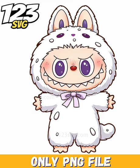 white fluffy bunny labubu png, cute fluffy bunny png, labubu cute fluffy bunny - 123SVG Store