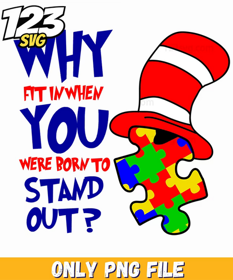 why fit in puzzle autism png, autism awareness png, rainbow be kind autism png - 123SVG Store