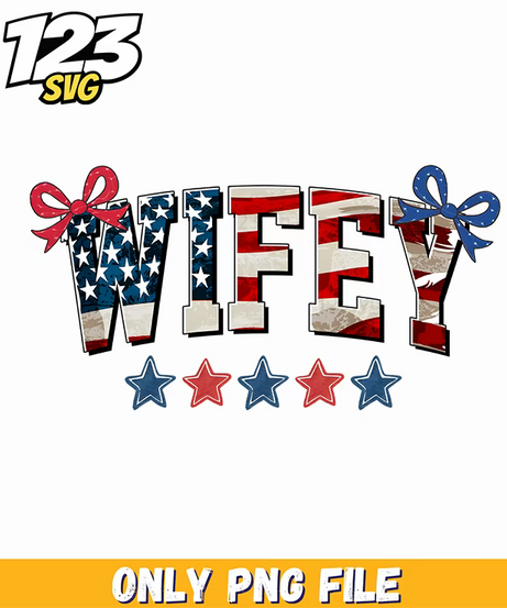 wifey patriotic flag texture script png, charlie kirk book png, america flag png - 123SVG Store