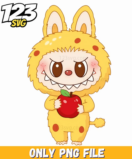 yellow apple labubu png, labubu apple yellow, labubu yellow apple - 123SVG Store
