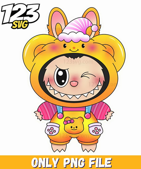 yellow bear labubu png, labubu png, labubu bear png - 123SVG Store