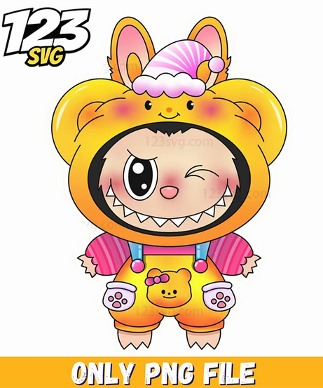 yellow bear labubu png, labubu png, labubu bear png - 123SVG Store