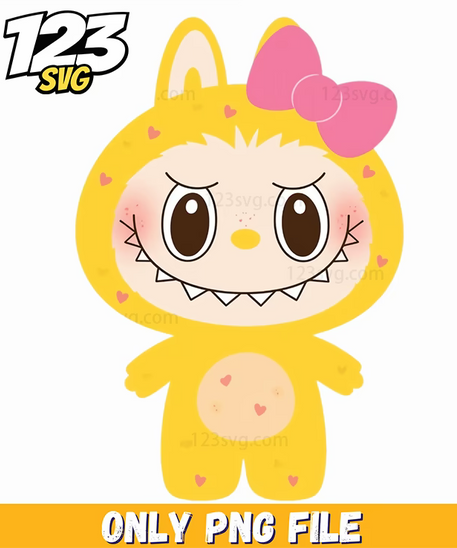 yellow bow bunny labubu png, labubu bunny, labubu png - 123SVG Store