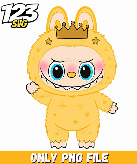 yellow crown labubu png, labubu png, labubu png crown - 123SVG Store