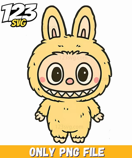 yellow kawaii bunny labubu png, cute labubu png, labubu kawaii png images - 123SVG Store