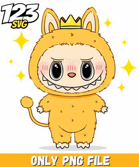 yellow king bunny labubu png, labubu bunny png, bunny labubu png - 123SVG Store