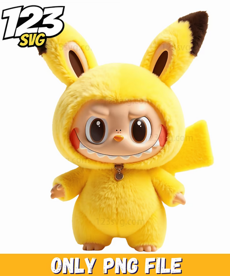 yellow labubu doll png, labubu doll, labubu collectible doll - 123SVG Store