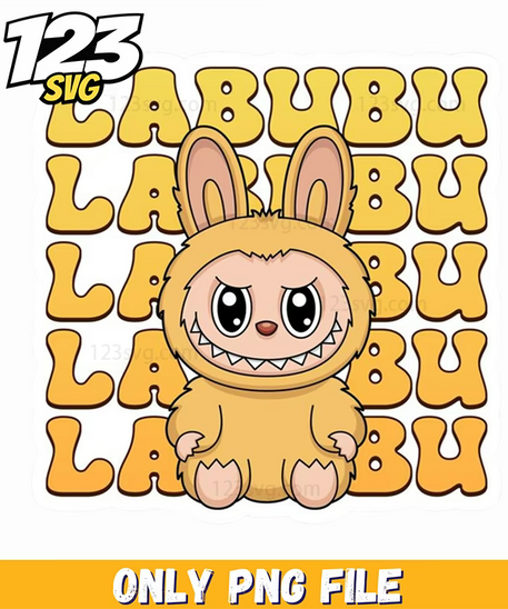 yellow labubu typography png, typography png, labubu typography - 123SVG Store