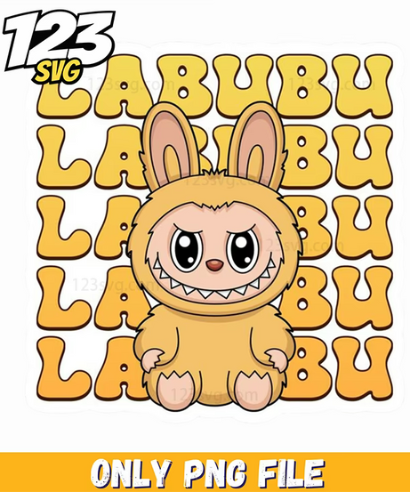 yellow labubu typography png, typography png, labubu typography - 123SVG Store