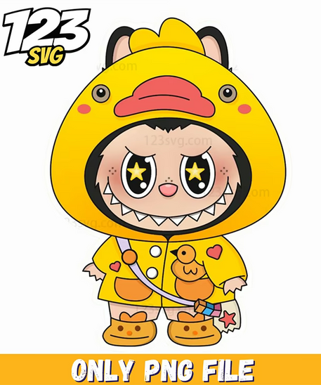 yellow raincoat labubu png, labubu raincoat, labubu cartoon raincoat - 123SVG Store