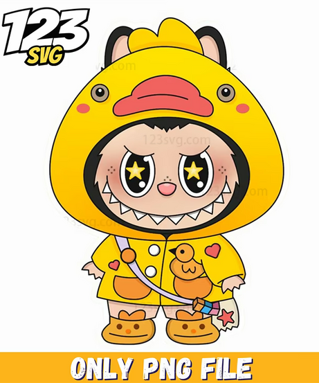 yellow raincoat labubu png, labubu raincoat, labubu cartoon raincoat - 123SVG Store